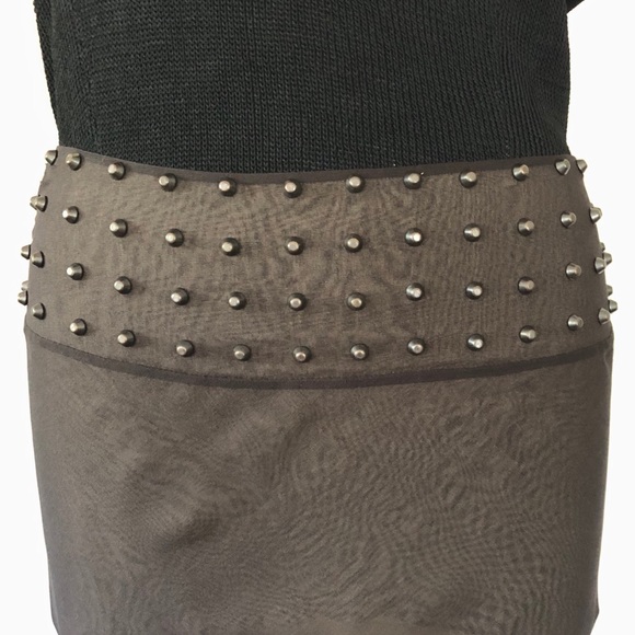 Silk bias skirt with studs. - Picture 4 of 7